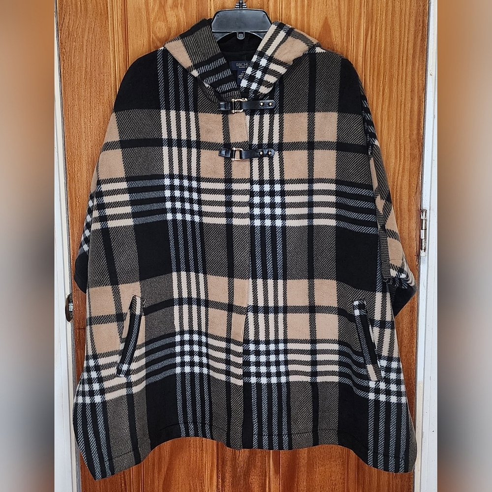 Rachel Roy Plaid Hooded Cape size Large/X-Large